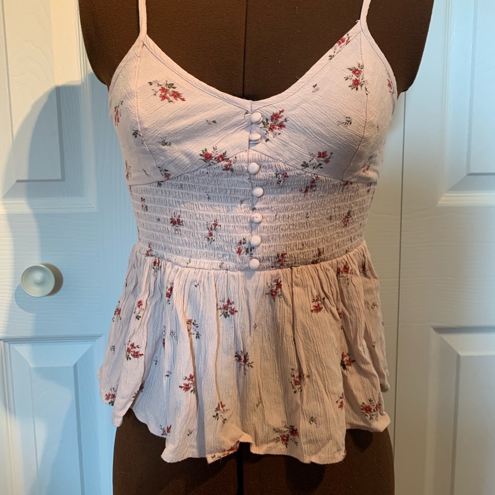 Pastel pink peplum floral top